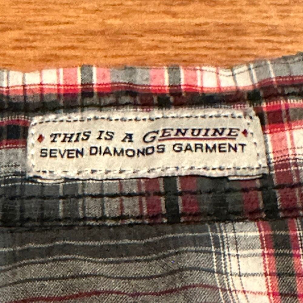 7 Diamonds Plaid Button Up Collared Short Sleeve Shirt | Men Size XXL - Picture 3 of 11